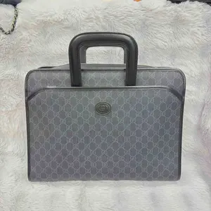 Pre-owned GUCCI canvas Professional & Technology Bags Black Monogram Briefcase XiaoTang0016
