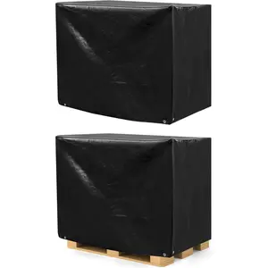 Pallet Cover, 2 Pack PE Waterproof Pallet Cover, 12 Mil Thick, 4 Ft. x 5 Ft. x 4 Ft, Perforated Roll, Protects Pallets, AC Units, Generators, Furniture, Black