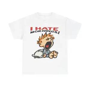 Sale up to 50% - Vintage I Hate Mornings Baby Tee, Retro Cartoon Tshirt, Baggy Fit Graphic Tee, Vintage Tshirt, Trendy Tshirt, Y2K, Vintage 90s Tee