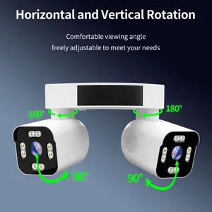 AI Wireless WiFi Security Camera, Dual-Lens PTZ, IP66 Waterproof 360° Panoramic, Dual Bullet Cam, Full-Color Night Vision, Smart AI Motion Detection, Motion Alerts, Easy Install for Home/Hotel/Yard/Store/Garage