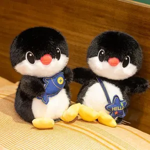 Delicate Handmade Penguin Plush Toys Soft Fluffy Cartoon Crossbody Bag Penguin Doll Lovely Children Birthday New Year Gift