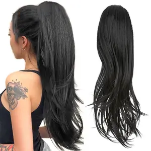 MY-LADY 22inch Drawstring Ponytail Extensions Synthetic Long Wavy Ponytail Clip In Hair Pieces for Women