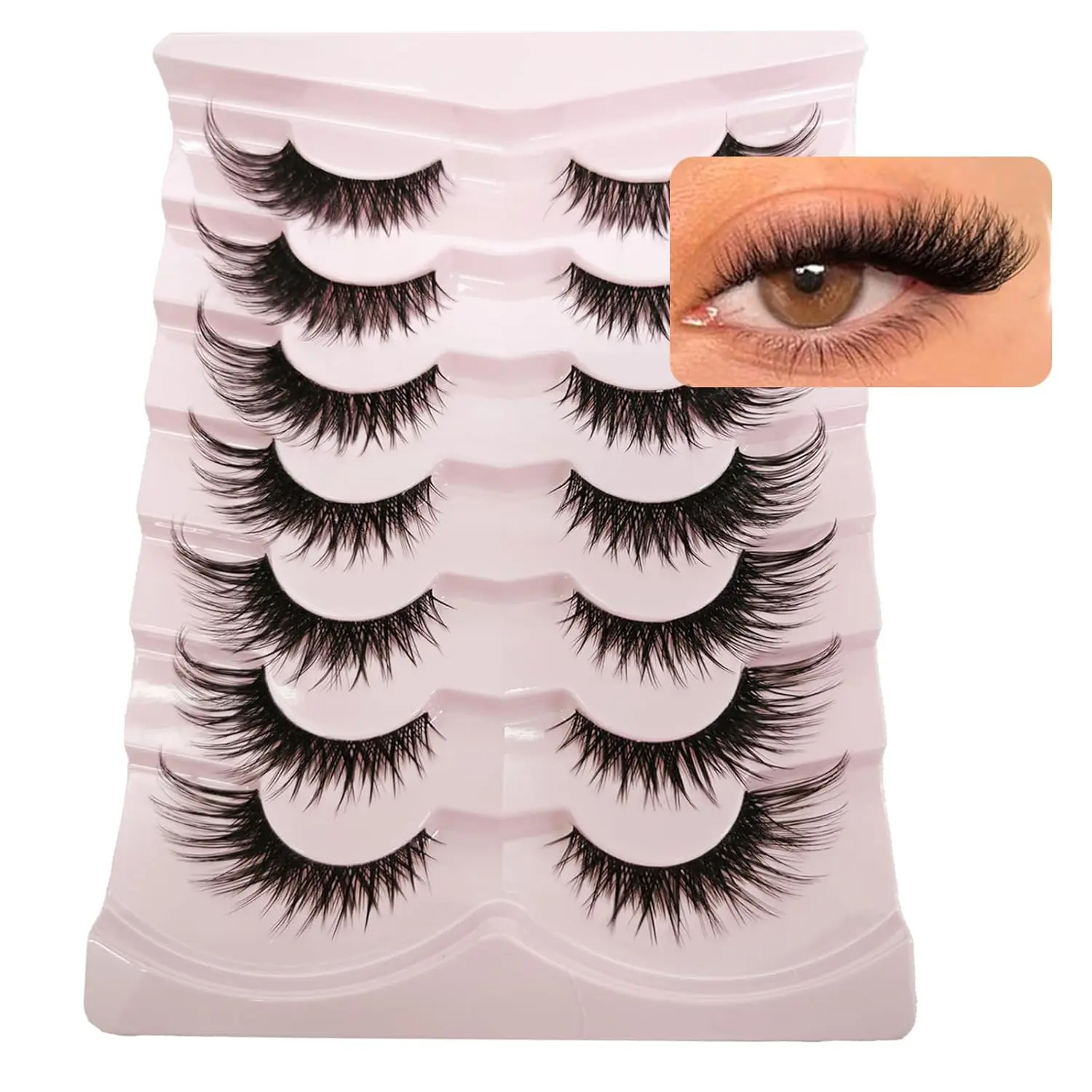 Eye Lashes Wispy Natural Look- Pack 7 Pairs fake mink brooklyn Eyelashes Makeup