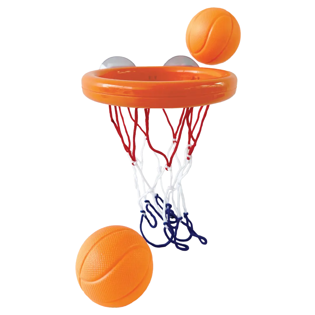 Jool Baby Bathtime Basketball Set | 2 Balls & Suction Hoop for Bathtub Fun