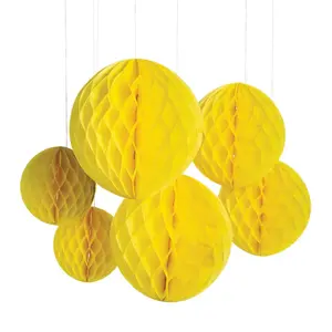6" - 10" Yellow Honeycomb Ceiling Decorations - 6 Pc.