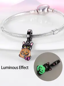 Cat & Pumpkin Design Pendant Charm, Glow in The Dark Beads, Fashion Accessories for Women & Girls, Trendy Exquisite DIY Jewelry for Birthday Gift As Halloween Gift