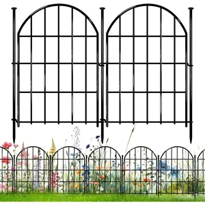 26 Pack Decorative Arched No Dig Garden Fence, 22in X 28ft Rustproof Metal Garden Edging Border, Animal Barrier with Ground Stake for Dog Rabbit, Outdoor Yard Patio Decor