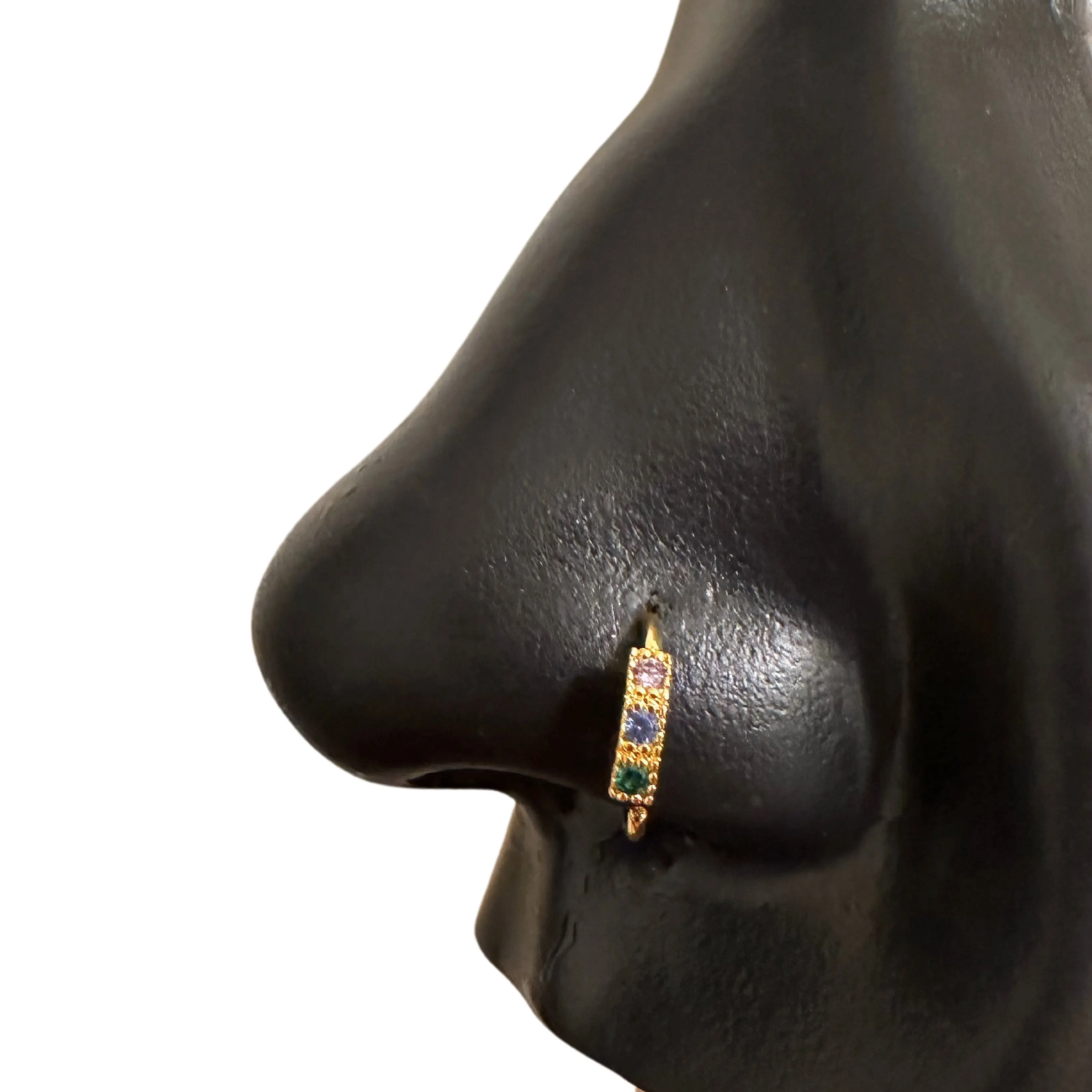 Statement Gold Tricolor Diamond Nose Hoop