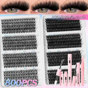 Single Cluster False Eyelashes, DIY False Eyelashes, Mixed Lengths, Natural Thin/dense Style, Reusable Ultra Soft Lashes, B Curl, Doll Style