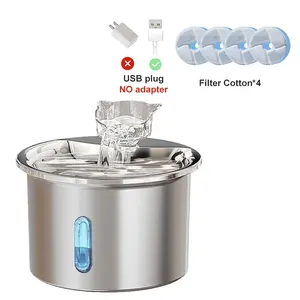 Stainless Steel Pet Water Dispenser with Light, Smart Automatic Circulating Filtered Water, Ideal for Cats and Pets