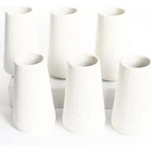 6 Pack White Ceramic Vases for  Decor, 6 Inch Modern Centerpieces for Pampas Grass, Table, Boho  Decor