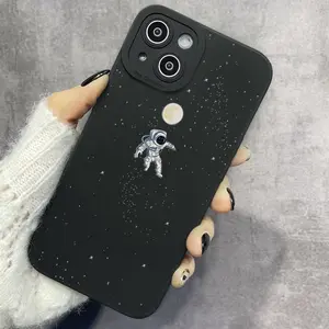 Astronaut Pattern Phone Case, Space Themed Decorative Phone Protector Cover, Phone Accessories Compatible with iPhone 6 7 8 11 12 13 14 15 16 Series