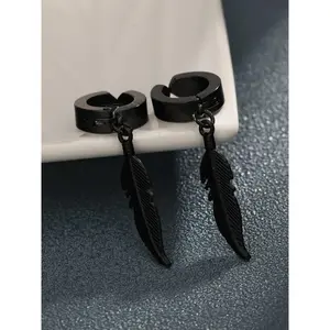 Punk Style Feather Design Dangle Earrings, 1 Count/ 1 Pair Fashionable Dangle Earrings for Men & Women for Party, Daily Decor, Trendy All-match Goth Jewelry for Birthday Gift