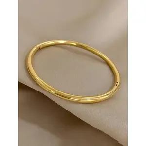 Stainless Steel Open Bangle Bracelet, Elegant Minimalist Bangle, Fashionable Plain Design, Elegant Women's Accessory for Daily Wear & Parties, Perfect Gift Idea chain men Adjustable Initial BeltBuckle Necklace bear pendant labradorite jewelry rolo chain