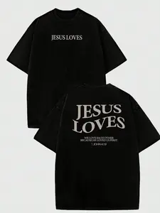 Jesus T-Shirt, Christian Shirt, Aesthetic Apparel, Biblical Quote Shirt, Jesus T-Shirt, Christian Merchandise, Comfortable Colorful Round Neck Men Graphic Print T-Shirt
