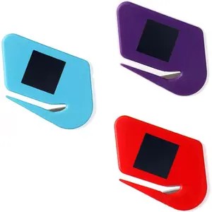 Letter Openers - 3 Pack Envelope Slitter & Cutter, Mail Opener Blade with Magnet, Letter Opener for Women - Purple, Red, Lake Blue