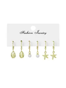 Women's 3 Pairs Bohemian Style Earrings, Shell Pearl Starfish Pendant Hoop Earrings, Fashion Jewelry for Women, Perfect Gift Idea, Affordable Jewelry