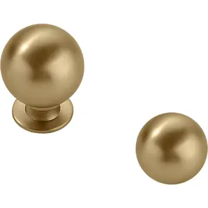 10 Pack 1 Inch Brushed Gold Cabinet Knobs Brushed Brass Small Ball Kitchen Cabinet Hardware Drawer Knobs Pulls for Drawers