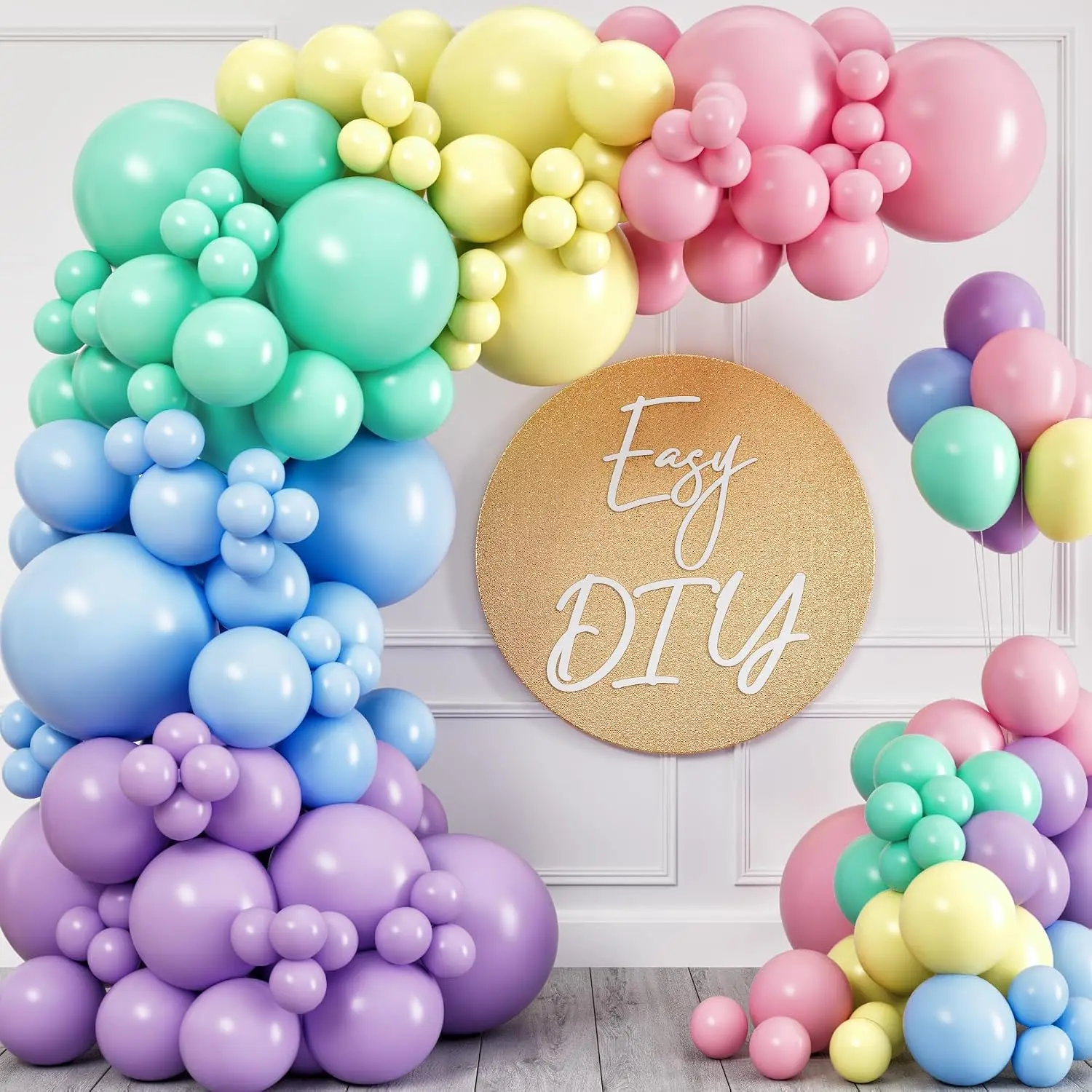 All in One Pastel Rainbow Balloon Arch Kit for Birthday Baby Shower Spring Party Decor