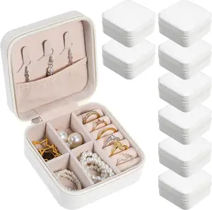 8Pcs Travel Jewelry Case Bridesmaid Gifts Box,Small Jewelry Box Mini Jewelry Organizer,PU Leather Portable Earring Storage Box for Women Girls Bridesmaid Proposal Gifts (White)- Home Improvement.