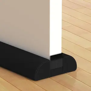 Door Draft Stopper, 30 Inch Adjustable Under Door Gap Filler, Fits 26'' - 30'' Bottom Widths, Seals Gaps up to 1.7", Soundproof Sweep Blocks Air, Noise, Light, Dust- Black