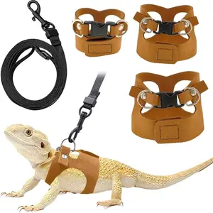 Adjustable soft leather dragon suit-Triceratops training traction suit, available in three sizes, suitable for training and walking, easy to put on and take off (brown, 78.74 inches).