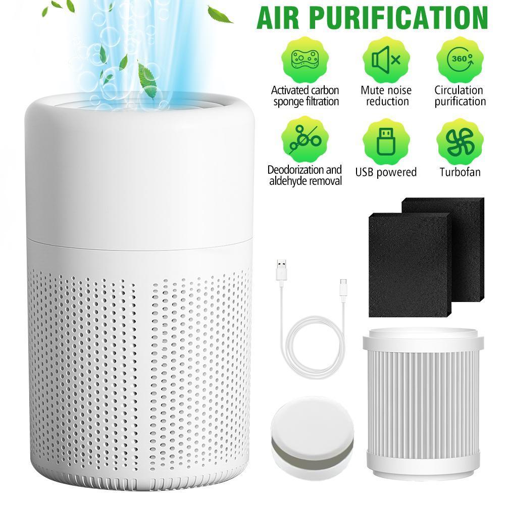 20db Quiet Air Cleaner Air Filter Eliminator Air Purifiers HEPA Air Purifierm, for Home with USB Cable, for Bedroom Desktop Office Living Room for Pet, Pollen, Smoke Odor Pollutants