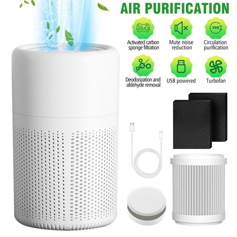 20db Quiet Air Cleaner Air Filter Eliminator Air Purifiers HEPA Air Purifierm, for Home with USB Cable, for Bedroom Desktop Office Living Room for Pet, Pollen, Smoke Odor Pollutants
