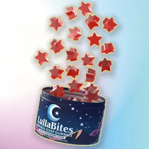 LullaBites Natural Sleep Gummies - 30 Servings -Sweet Strawberry Stars-Valerian Root Extract – A widely used botanical for nighttime relaxation-Magnesium Glycinate – A vital mineral often associated with relaxation