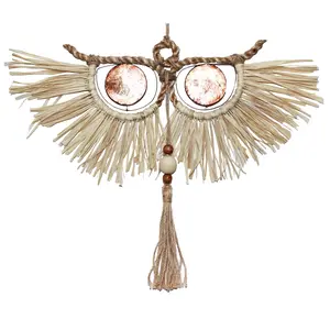 Owl Raffia Capiz Wall Decor