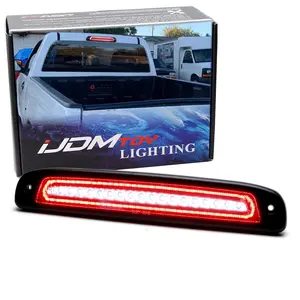 iJDMTOY Blackout Smoked Lens Race Car Style Strobe/Flash LED High Mount Third Brake/Clearance Light Assembly For 1997-2011 Dodge Dakota