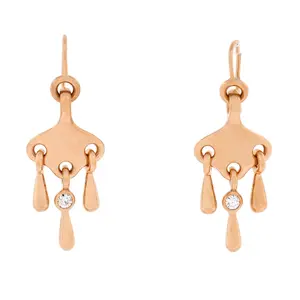 Pre-owned Hermes Filet d'Or Earrings 18K Rose Gold and Diamond by Rebag