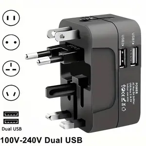 AC power adapter with dual USB charging ports,   plugs and sockets, AC power adapter Universal Multifunctional Travel Charger