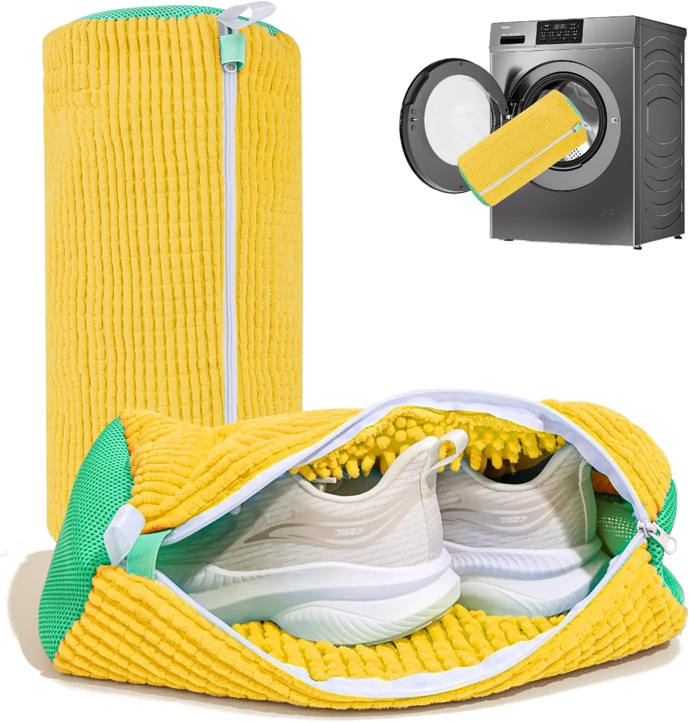 Shoe Washing Bags for Washer & Dryer (2-Pack) – Mesh Laundry Bags for Sneakers, Self-Locking Zipper, 39 x 19cm Large Size