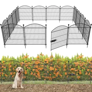 Decorative Garden Fence Animal Barrier with Gate, Dog Rabbit Fencing Arched Rustproof Metal No Dig Pet Outdoor Garden Fence for Yard, Patio, Flower Bed