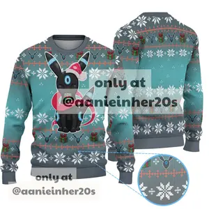 Umbreevee Christmas Jumper 3D Sweater Christmas ugly sweater, Funny Shirt For Pkm Fans