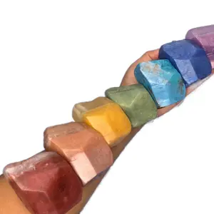 Chakra Soap Set - Handmade Vegan-Friendly Soaps with Color-Related Affirmations & Aloe Vera for Holistic Healing and Skincare - Apple, Lavender, Comfort, Mint