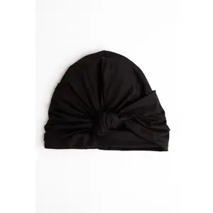 Black Satin-Lined Knot Turban Head Wrap