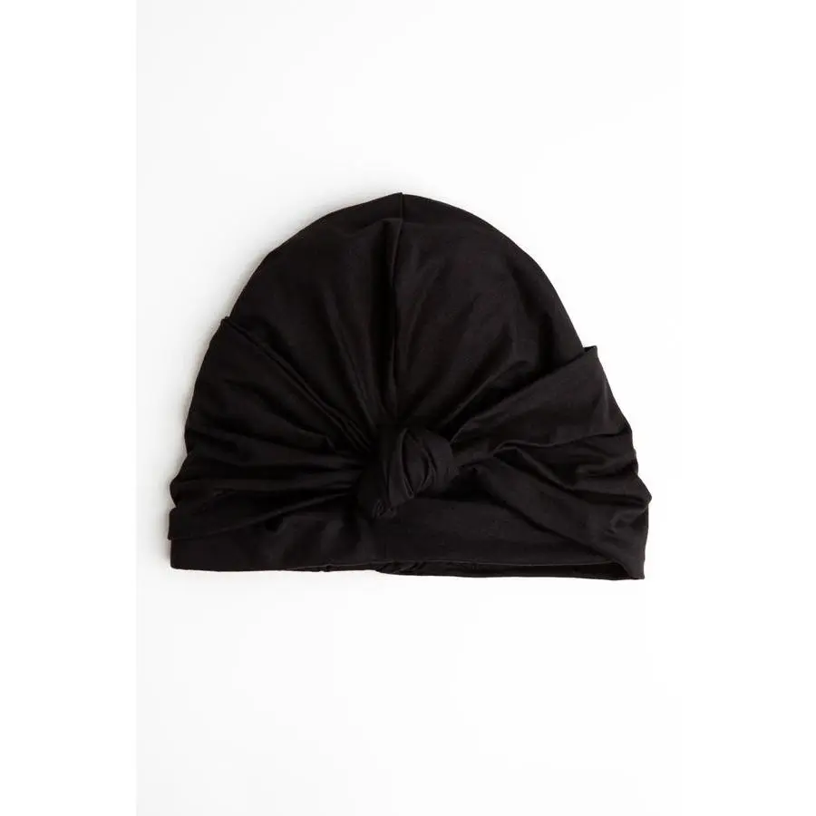 Black Satin-Lined Knot Turban Head Wrap
