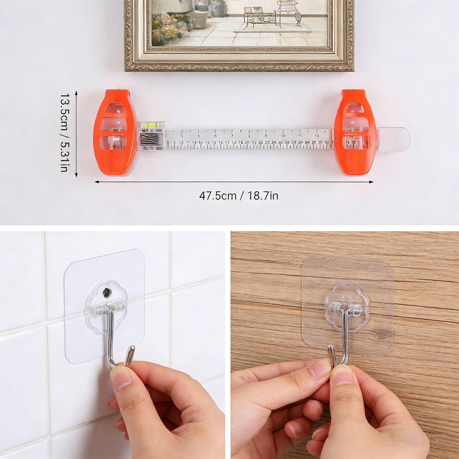 Picture Hanging Tool with Level and Ruler Easy Wall Mounting Kit for Frames Mirrors and Artwork Precise Alignment No Measure Gallery Wall Tool for Home Decor DIY Installation Multifunction Hanging Guide Set Self-Drilling