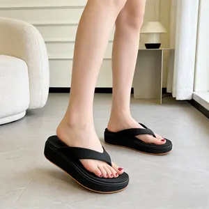 2026 viral women’s flip-flops, high-quality black height-boosting thick platform slides, non-slip indoor home slides, summer trending shoes for women to buy, fashionable wide-foot cute sandals, comfortable and lightweight beach footwear, chunky-sole clogs
