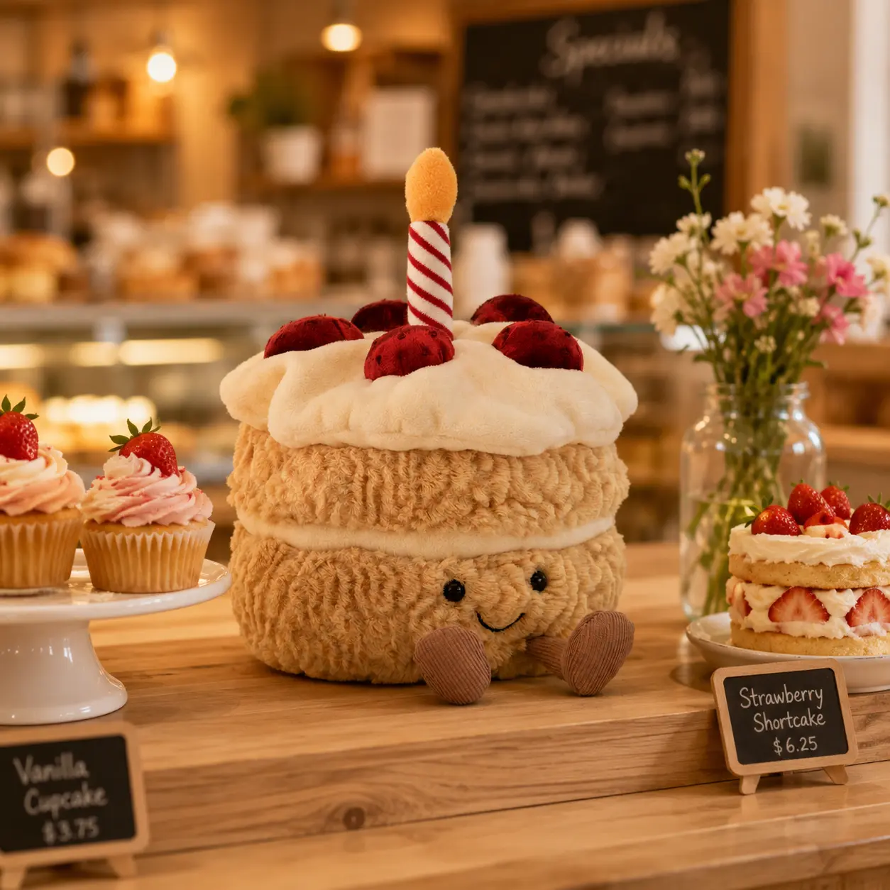Jellycat Birthday Cake Plush – Cute Soft Celebration Cake Stuffed Toy with Candle, Adorable Birthday Gift for Girls, Kids & Plush Lovers