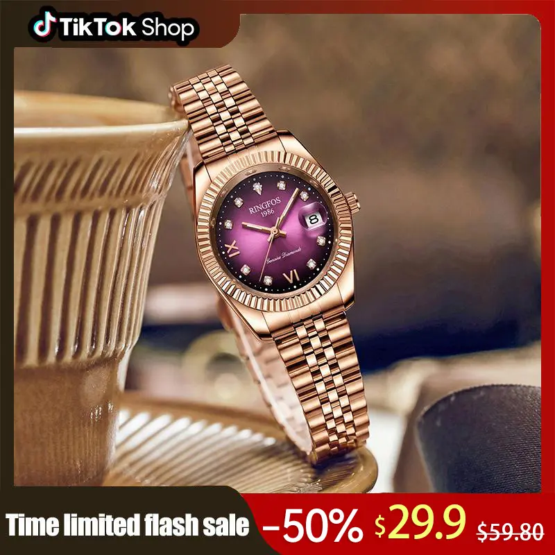Elegant women’s quartz watch with a steel strap—fashionable for parties and a stylish accessory for everyday outfits; trendy and versatile design. Includes a gift box with fresh