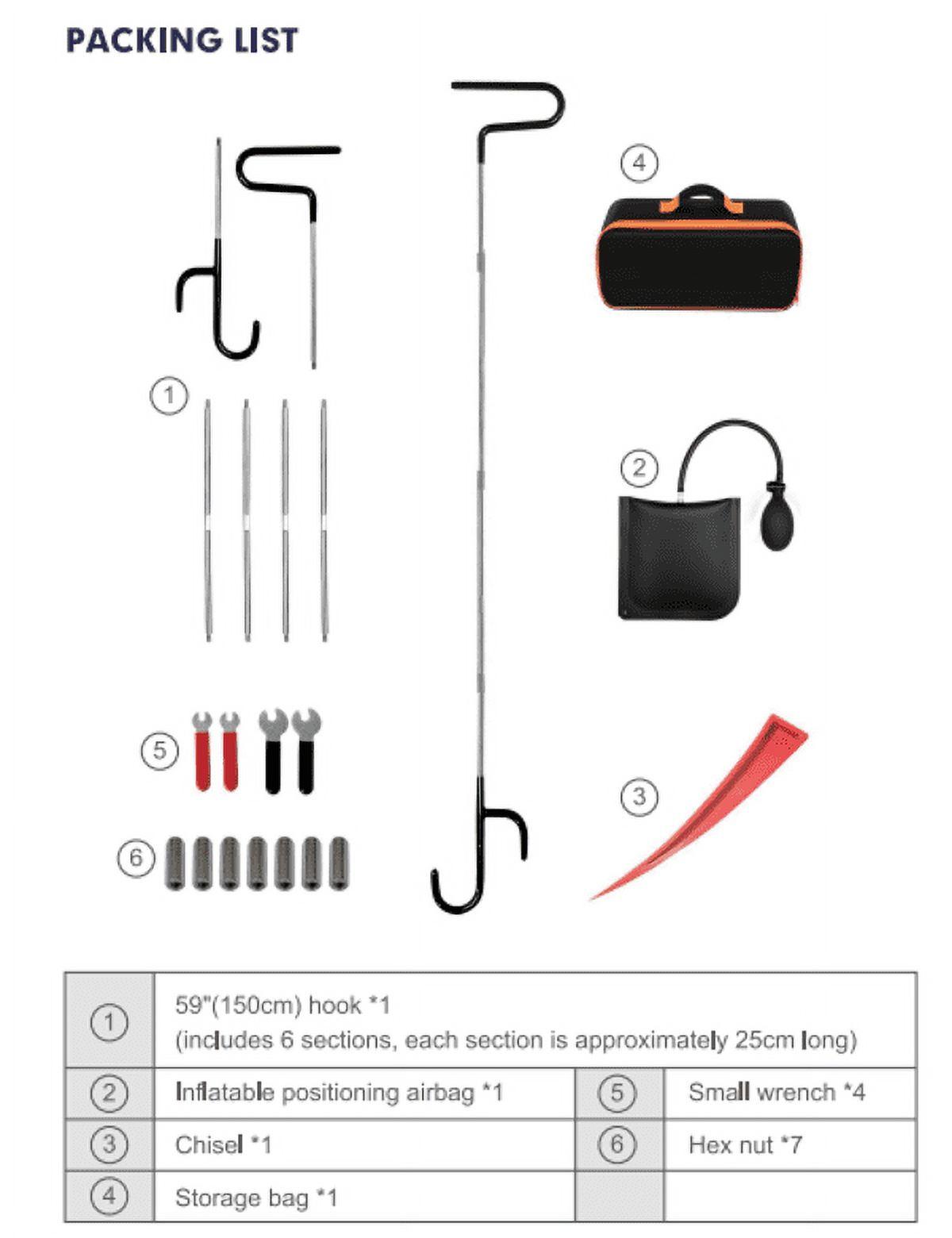 Universal 13 PCS Emergency Car Unlock Tool Set, Car Repair Tool Kit,with Air Wedge Bag & 59" Long Reach Grabber for Cars & Trucks