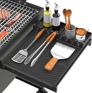 Black Silicone Grill Mat Set – Blackstone-Compatible, Includes Silicone Griddle Utensils, Drip Pad, Spatula Mat and Shelf, for Outdoor Grilling and Kitchen Counter Use