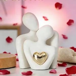 Abstract Resin Couple Hugging Statue, Romantic Love Sculpture Figurine, Valentine's Day Gift for Home Decoration, Living Room & Bedroom Ornament
