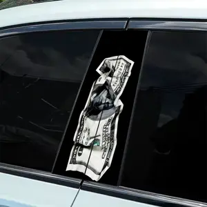 2-Piece Tide Brand Folded Dollar Decorative Sticker - General Purpose Car Column Decorative Sticker, Waterproof and Anti-UV Carbon Fiber Door Film | Easy Installation Scratch Protection Film, Weather Resistant and Sunscreen Car Sticker