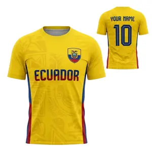 Ecuador Soccer Jersey Custom Name Number Men's Jersey, Ecuador Flag Football Shirt For Fans 3D Round neck Jersey, Football Shirt  Jersey, Soccer Team Jersey, Oversized Vintage Jersey, Soccer Merch, Gift for Soccer Fans