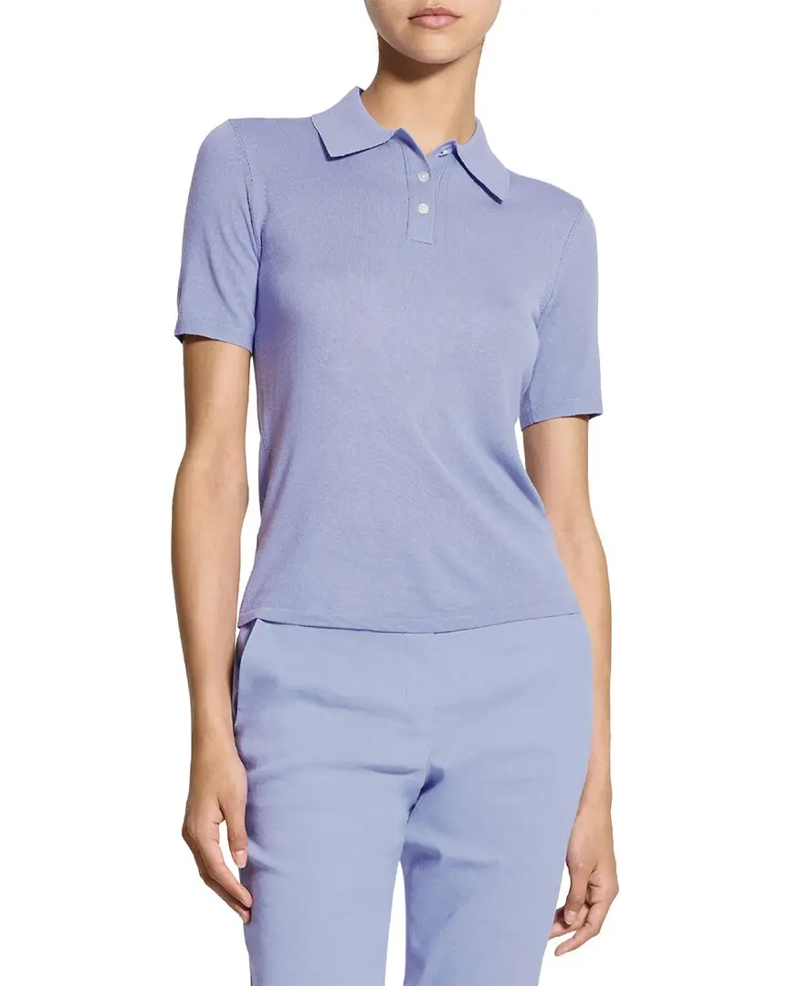 Theory Pointelle Wool Polo Sweater