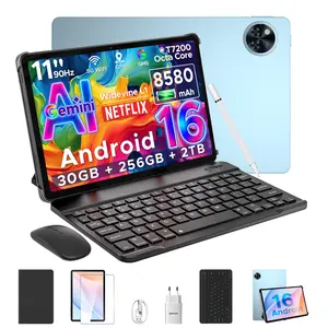 U11 Pro Android 16 Tablet with Keyboard, 11 inch Tablet, 30GB+256GB/2TB TF Gaming Tablet,8580mAh Android Tablet, Octa-Core,1080P,5G WiFi, Widevine L1, BT5.0,13MP+5MP, Face ID/OTG